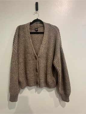 GAP Taupe/Brown Chunky Knit Button-Up Cardigan